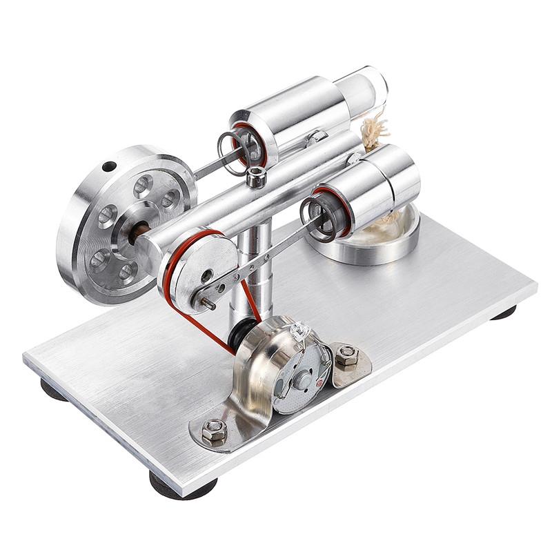 Double-cylinder Hot Air Stirling Engine Model With Light School Demonstration Educational Toy Science Kid DIY Experiment