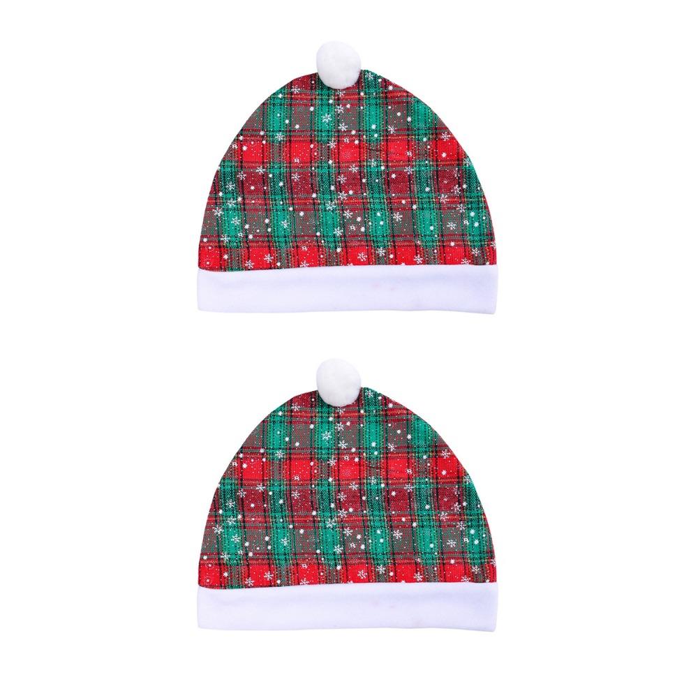 2pcs/set Cartoon Christmas Car Seat Cover Snowman Car Chair Christmas Hat  New Year