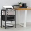 Nightstand with Charging Station, End Table with Power Outlets and USB Ports, Farmhouse Side Table with Drawer and Storage Shelf