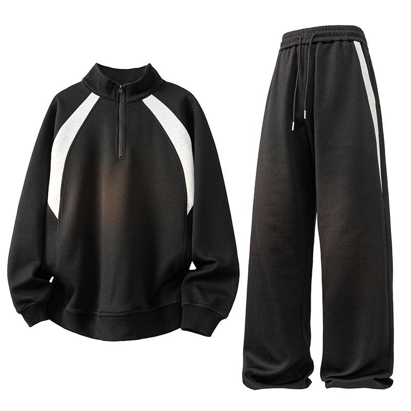 Men's 2025 Spring/Autumn Sports Suit: Trendy Zipper Hoodie & Long Pants Set