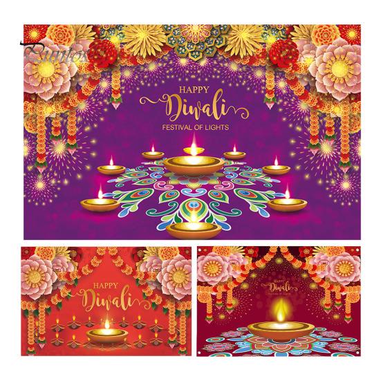 Happy Diwali Backdrop Banner Vibrant Color Create Atmosphere Festive Photo Decoration Banner for Diwali Parties Celebrations