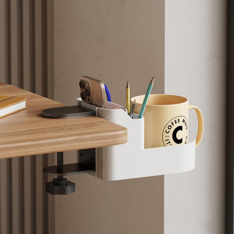 Creative Desktop Organizer With Phone Storage Water Cup Holder Clamp On Design For Home Office Desk Accessories Space Saving