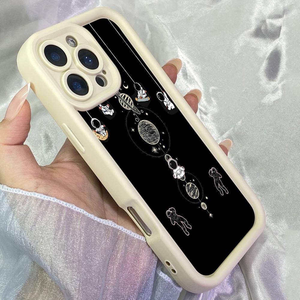 JT54 Astronauts Funny Aviation Swing Phone for iPhone 17 Pro Max Samsung S26 Ultra A17 A07 A56 Xiaomi 15T Redmi Note 14 Pro Plus Soft TPU Case Cover