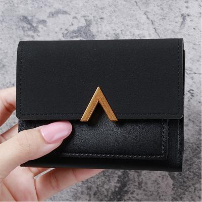 Korean Version of the New Ladies Purse Short Retro Card PU Leather Simple Folding Student Wallet Female