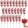 50Pcs Realistic PVC Berries Branches Bendable Iron Stems For Christmas Tree Wreath Table Display Wedding Centerpieces