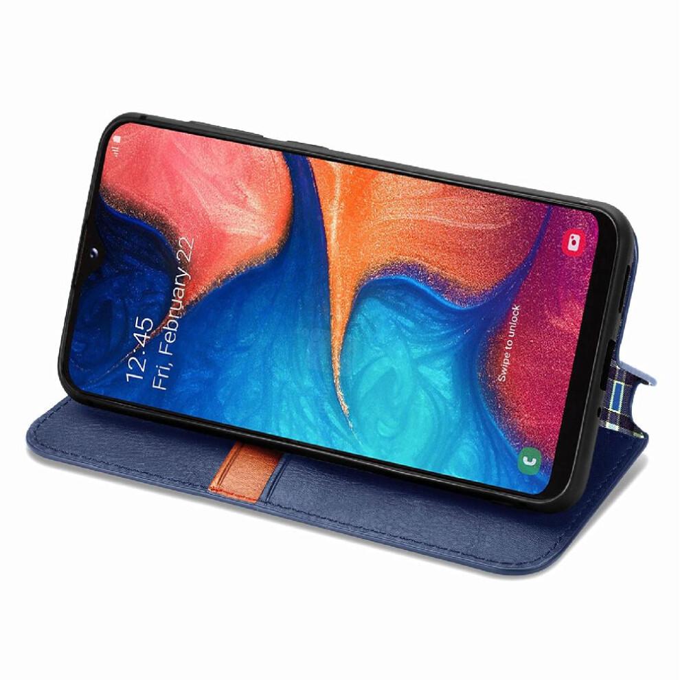 (Blue) Case For Samsung Galaxy A20E Fashion Design Leather Case Flip Cover Exquisite Business Wallet Function