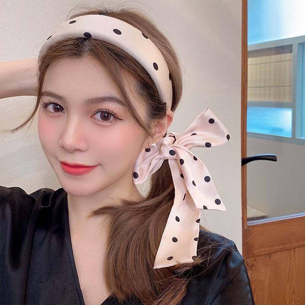 Printing Summer Polka Dots Korean Hairbands Women Hair Hoop Silk Scarf Headband Sponge Hair Hoop