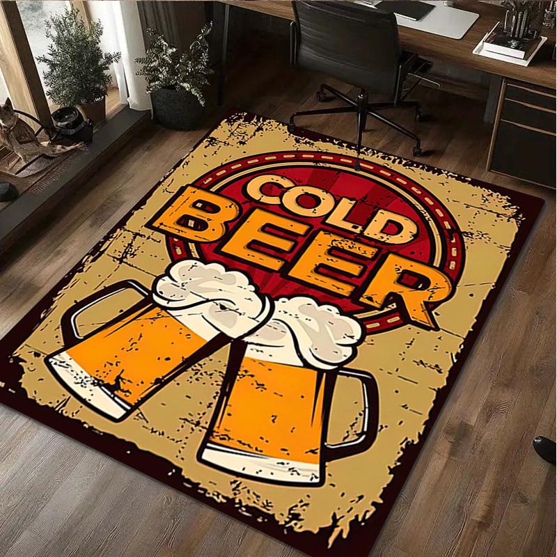 1Pc Beer Print Rug - Home Decoration Carpet For Living Room Bedroom Flooring Computer Chair Area Rug
