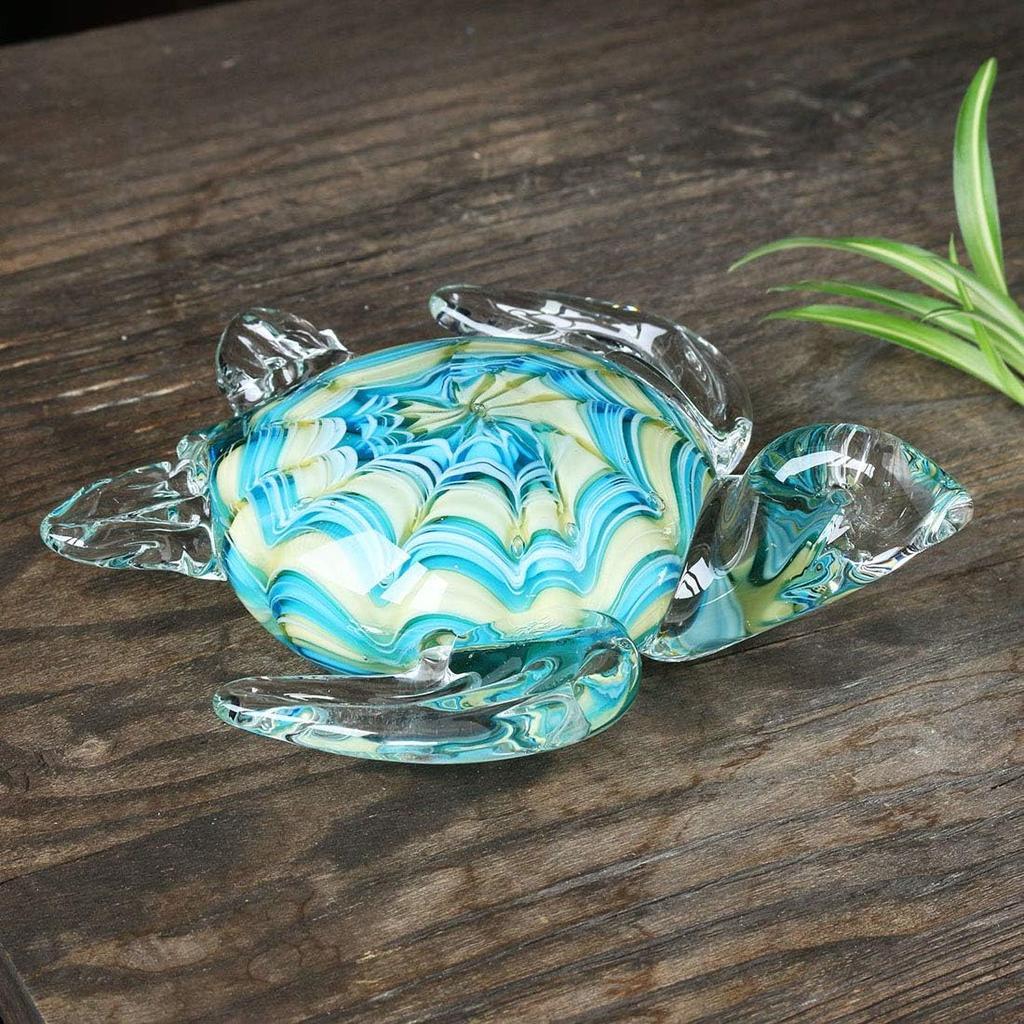 QFkris Qf Handmade Glass Figurine Blown Sea Turtle, Glass Sculpture, Home Decor, Birthdat Present
