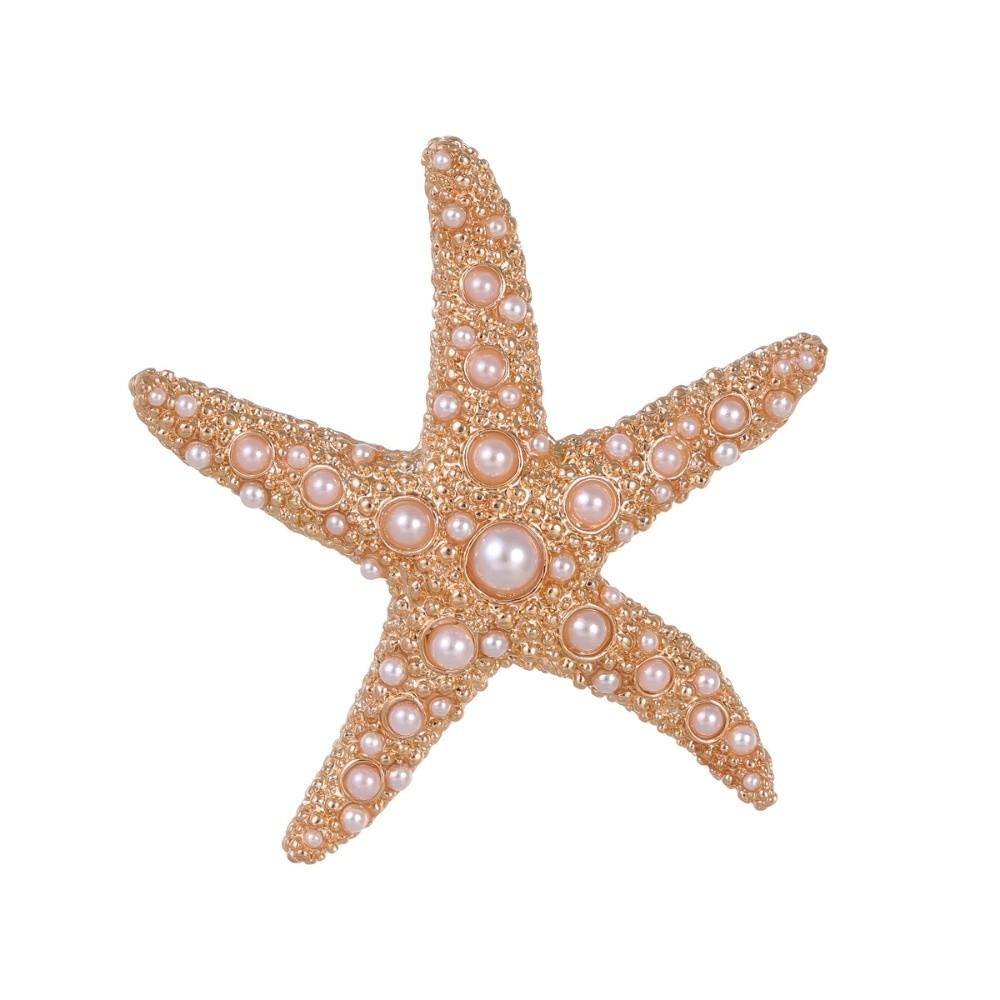 Pearl Starfish Starfish Star Metal Pin Jewelry Gift Chest Flower Pin Retro Starfish Brooch Women
