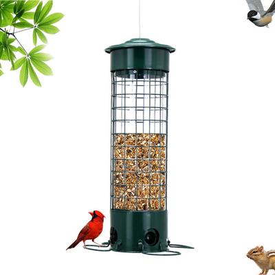 Metal Birds Feeder for Outdoors Hanging Squirrel Proof Seeds Feeder with Perches for Wild Birds Finch Blue Jay Chickadee