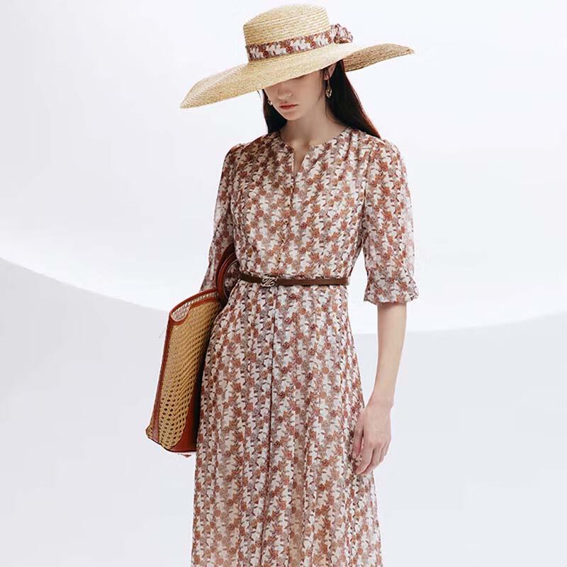 

JESSIE Artistic Print V-Neck A-Line Midi Dress XL