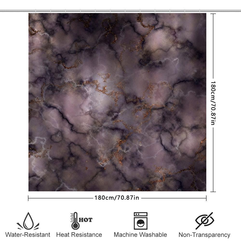 Luxury Marble Shower Curtain Waterproof Bath Decor With Glittering Accents Modern Purple Black Pink Bathroom Accessories 72 X 84