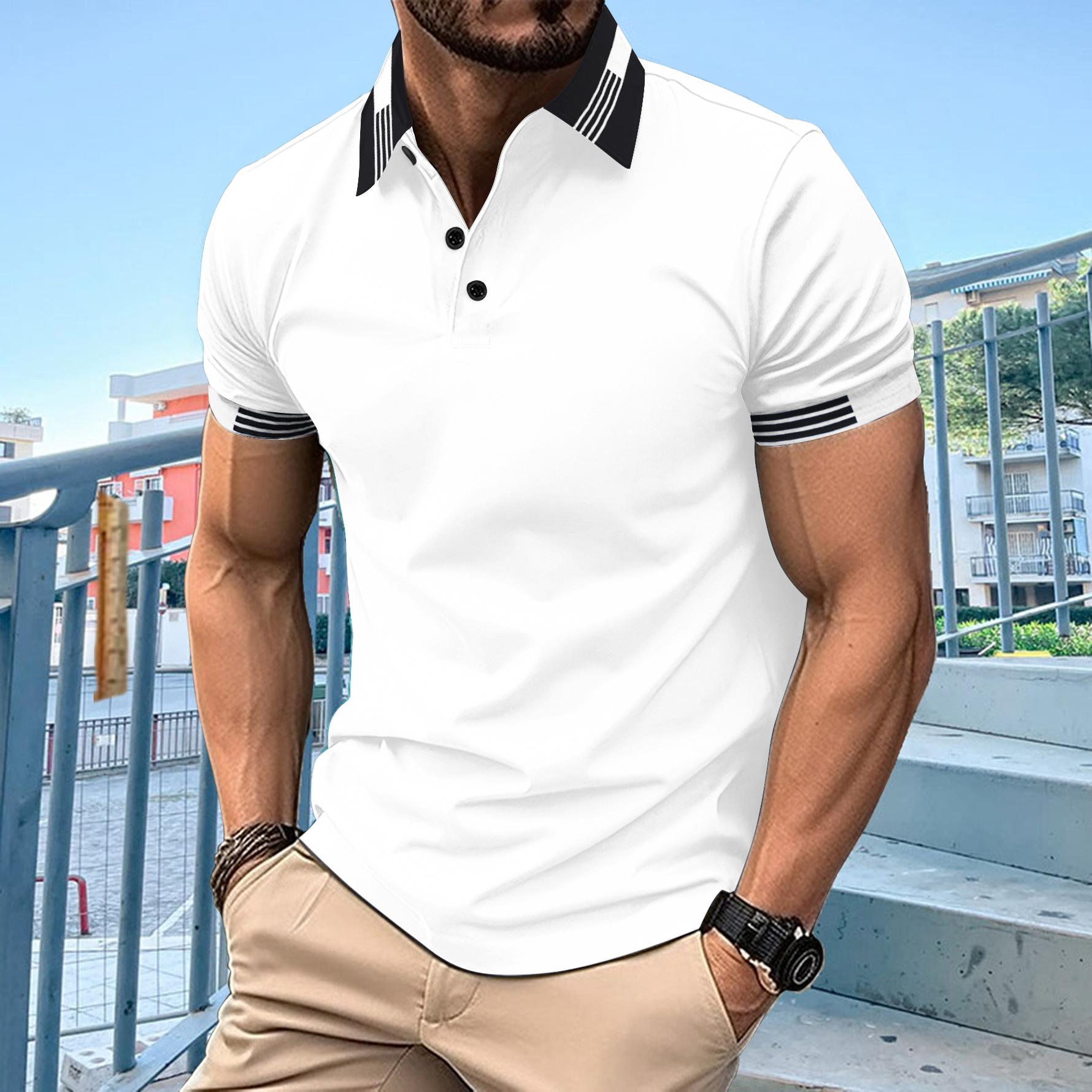 

Plain-coloured casual polo shirt with a collar and buttons – men’s sports polo shirt S белый