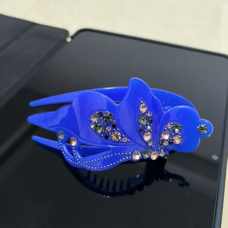 Clips Coreean Mare cu Strass pentru Coc - Clamă Elegantă Duckbill și Fishmouth