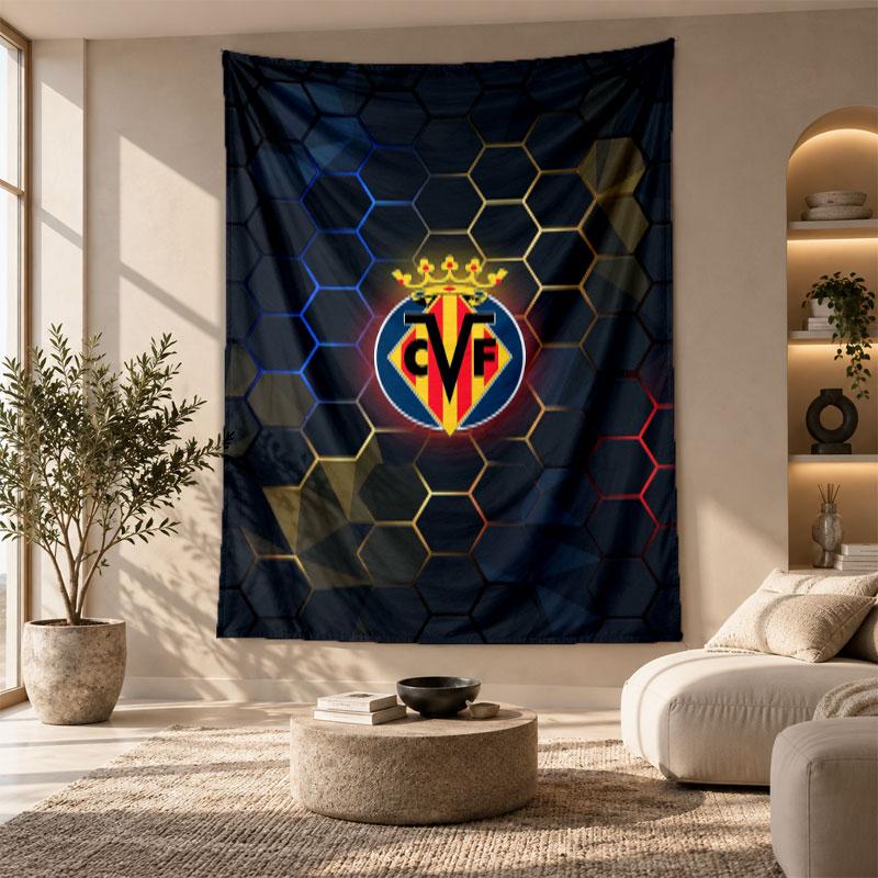 Decorative Tapestry,Villarreal FC Printed Wall Art, Lightweight Wall Hanging For Bedroom Background