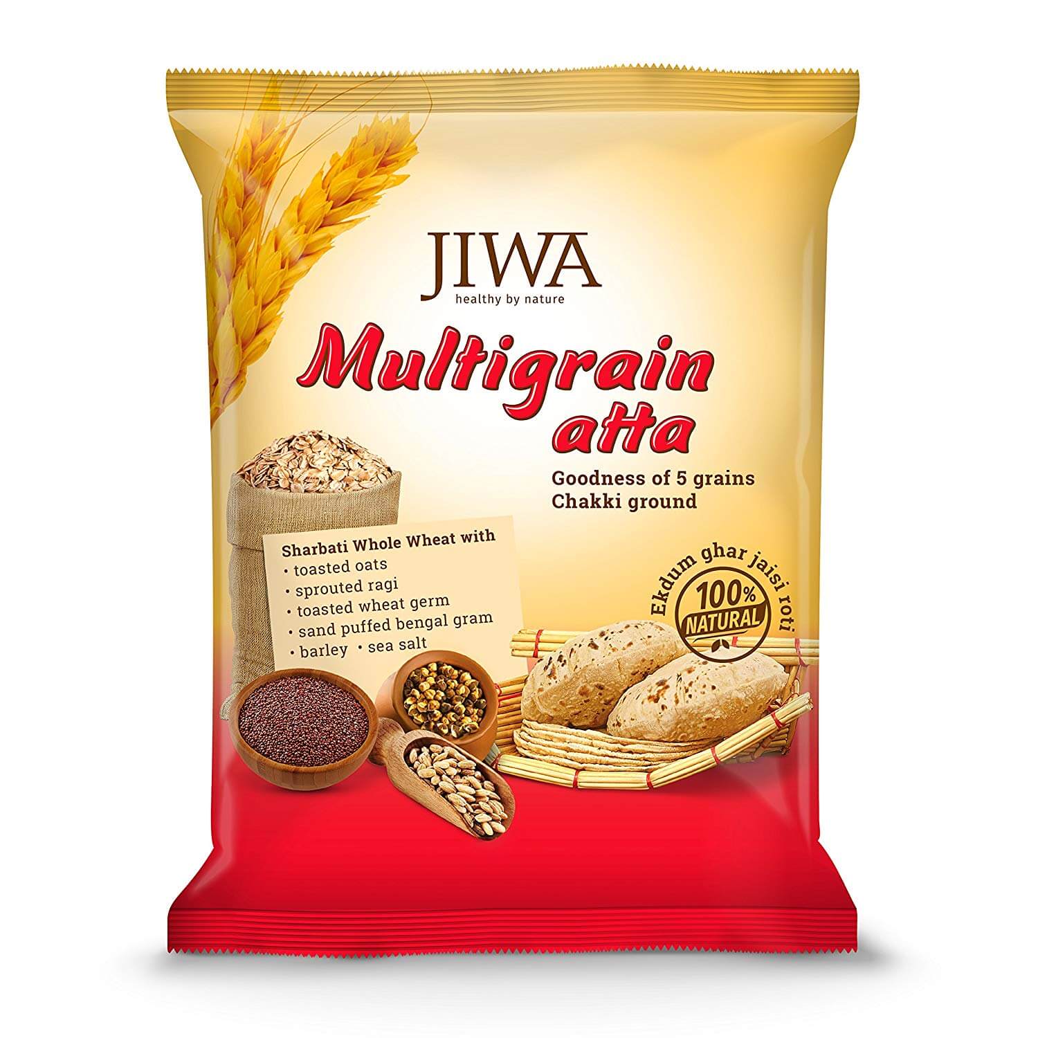 

Мука пшеничная мультизерновая (1 кг), Multigrain Atta, Jiwa Healthy by Nature