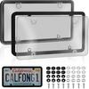 License Plate Covers & Frames, 2 Pack Grey Car Front And Rear License Plate Protector Holder With Screws & Caps, Unbreakable Car Licence Plate Frame,