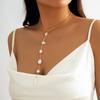 Sexy Simple Irregular Imitation Pearl Long Chain Back Necklace Women Bikini Goth Chest Choker Aesthetic Jewelry Wed Accessories