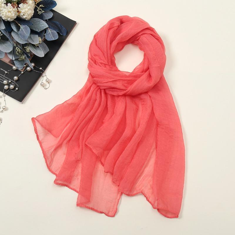 New solid color silk scarf women, oversized chiffon beach scarf fashion bikini swimsuit wrap scarf shawl