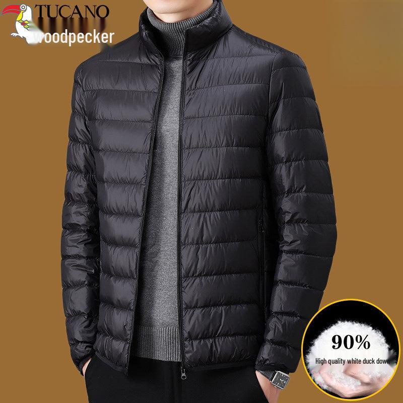 Woodpecker Men's Lightweight Down Jacket, 2026 Winter Stand Collar Casual Warm Coat
