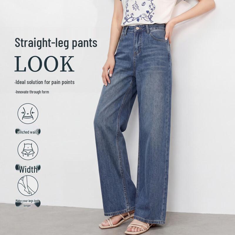 FivePlus Women s Mid-High Waist Classic Straight Leg Jeans M