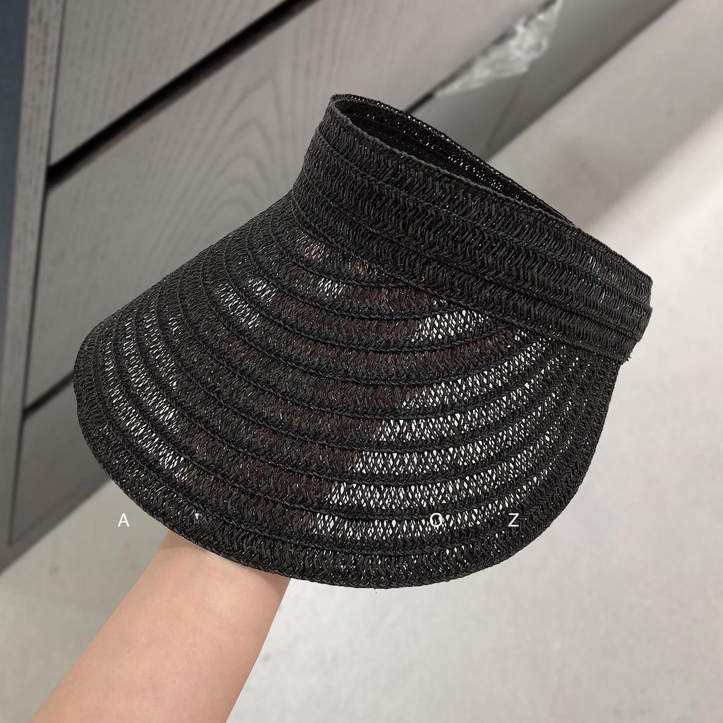 Niche Design Hollow Straw Weaving Solid Color Sunshade Foldable Versatile Hat Women's Summer New Travel Empty Top Hat