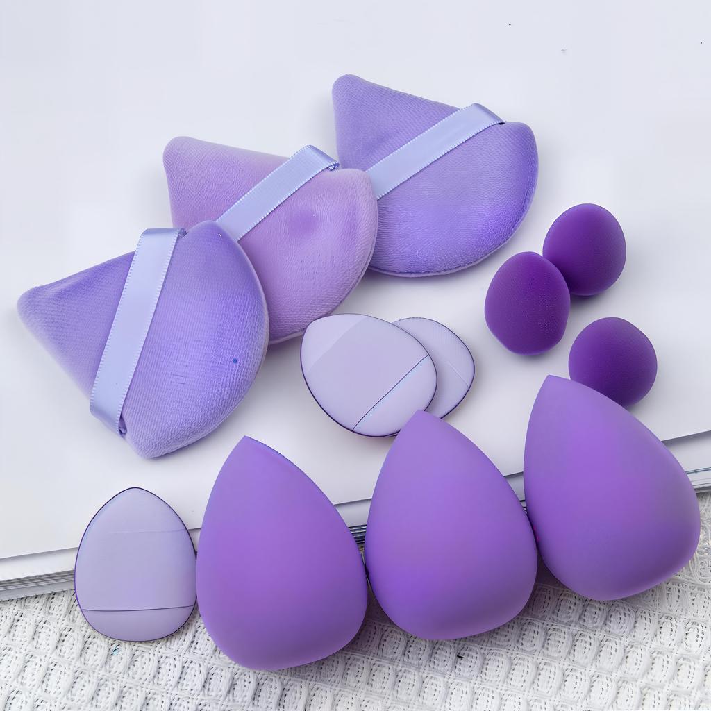 12pcs/set Cosmetic Puff Set Makeup Sponge Blender Beauty Egg Soft  Foundation Sponges Powder Puff Women Smear Proof Make Up Accessories Beauty Tools