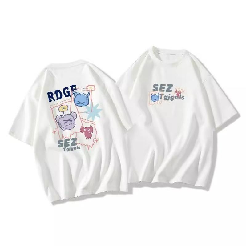 Women's Round Neck Short Sleeve Tee Oversized Casual Cartoon Printed T-Shirt Commuter Summer Top