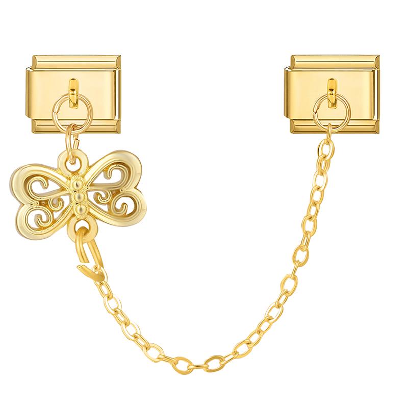 Gold Color Cute Cat Paw Pearls Bow Knot Rose Chain Tassel Italian Charm Links Fit 9mm Bracelet Stainless Steel Women DIY Making