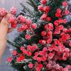 Christmas Artificial Berry Picks Snowy Red Berry Stems Christmas Tree Wreath Garland DIY Crafts Home Wedding Party Decoration