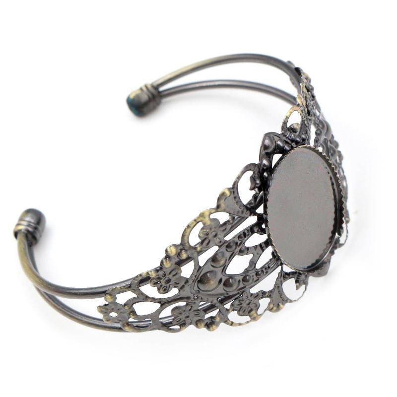 Hochwertige 18x25mm Bronze Rhodium Silber Beschichtete Armreif Basis Armband Rohling Schmuckzubehör Schale Fassung Cabochon Cameo