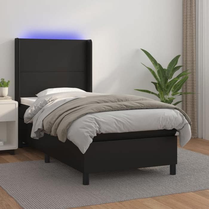 VidaXL Slatted Bed Base with Mattress and LED, Upholstered Bed, Single Bed, Adult Bed for Interior Bedroom, 3139229
