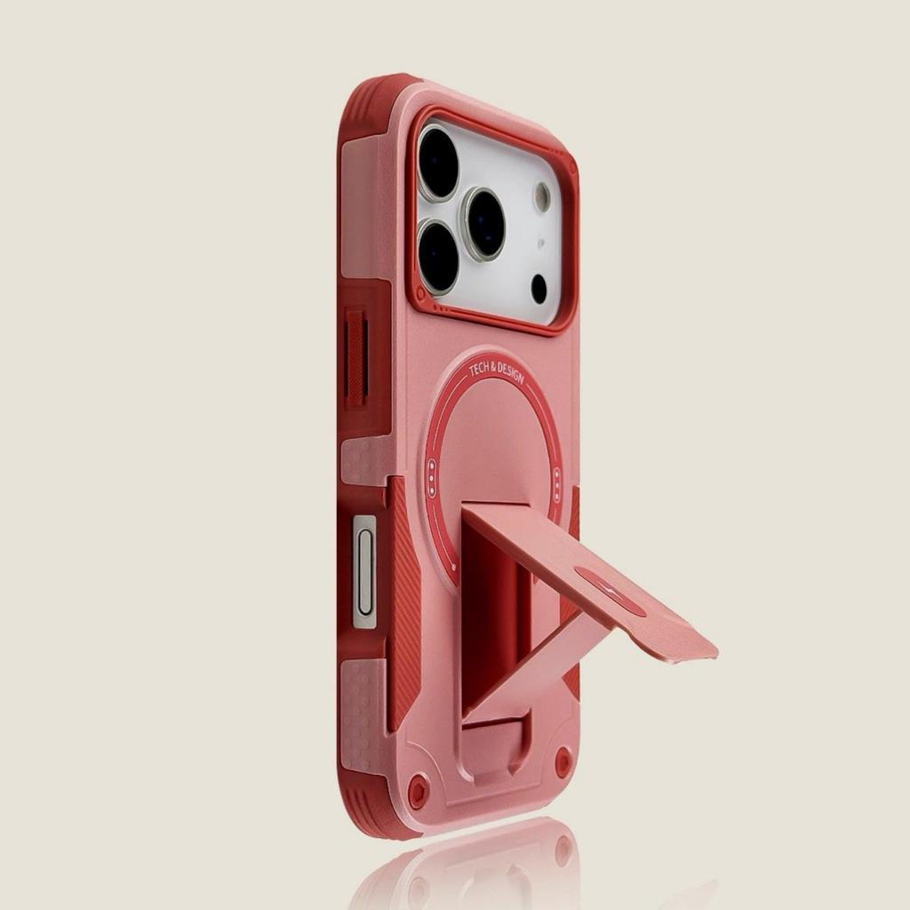 Shockproof armor Invisible Stand Bracket Magsafe Case For iPhone 17 16 15 14 13 12 Pro Max Sturdy Magnetic Wireless Charge Cover