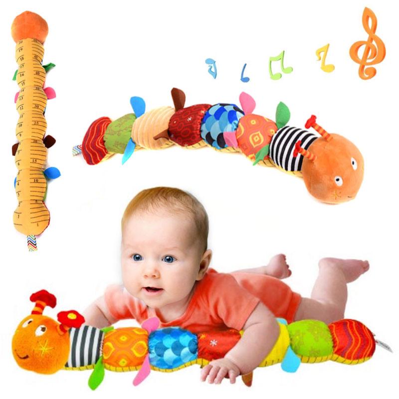 

Милая музыкальная игрушка Развивающая мягкая плюшевая гусеница с колокольчиком для малышей