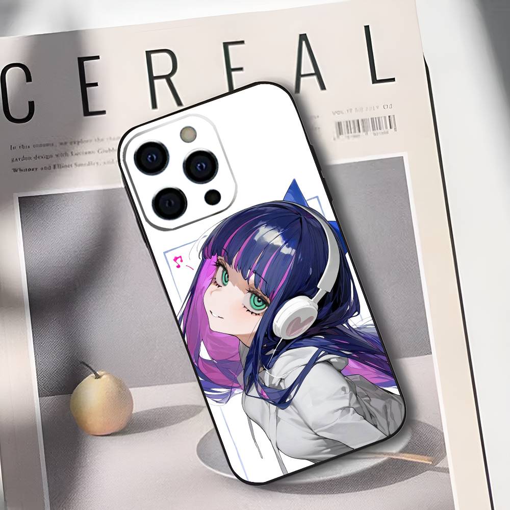 Panty And Stocking with Garterbelt Girl Phone Case For iPhone 17,16,15,14,13,12,11 Plus,Pro Max,XS,Soft Black Cover