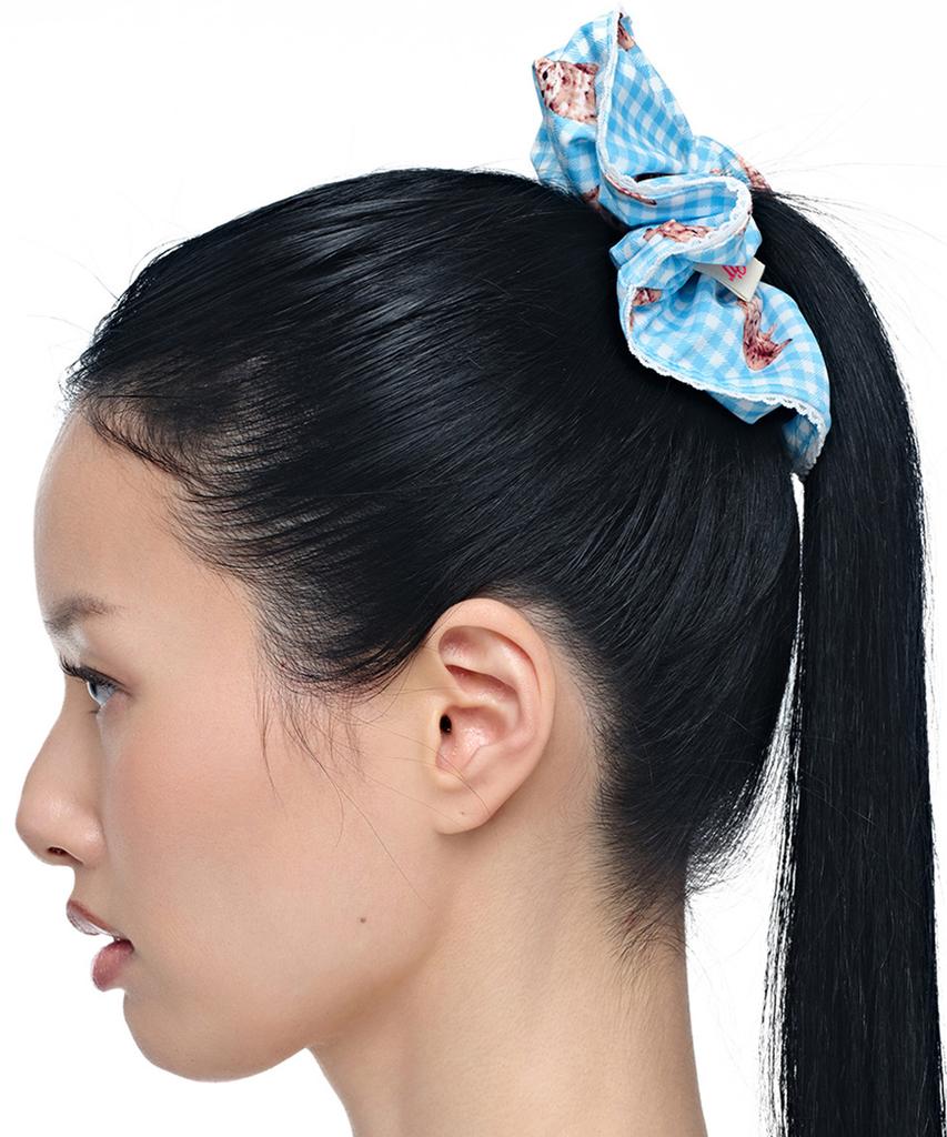 Eireve Kitten Check Scrunchie (Blue)