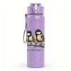 1PC Two Small Wild Birds Retro Print 750ml colorful plastic sports water bottle leakproof pop up lid with straw for outdoor work home use