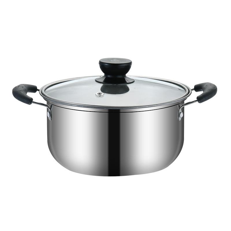 Кастрюля из нержавеющей стали, суповая кастрюля с двойным дном, немагнитная кухонная утварь, многоцелевая посуда, антипригарная сковорода, газовая плита, бывшая в употреблении кастрюля, горячая кастрюля XL серебряный