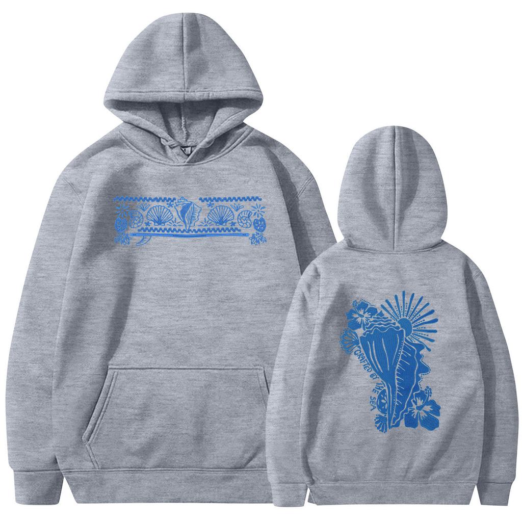 Damemote Lett langermet genser for kvinner med lommer Preppy grafisk hettegenser