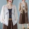 Korean Style Batwing Sleeve Cotton-Linen Cardigan for Women