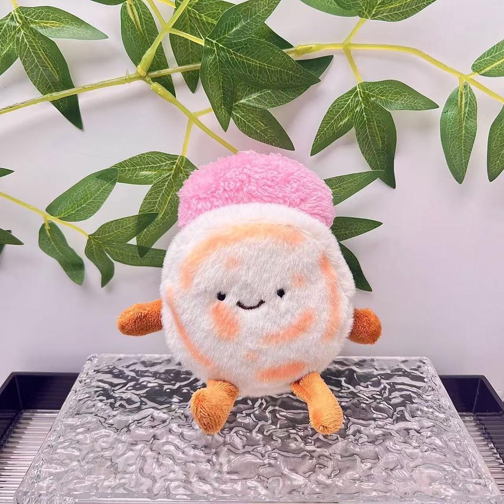 Plush Lovable Food Doll Keychain In Pancake Design Soft Short Fur For Bags Keyrings And