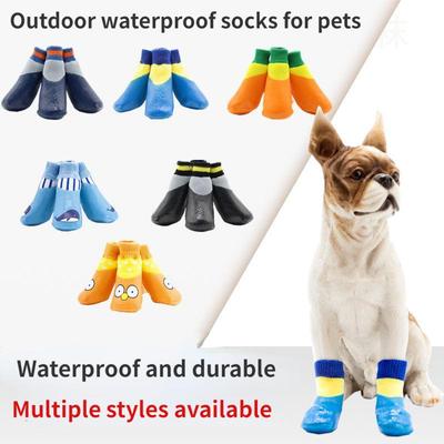 Small Dog Shoes Socks Solid Design 4pcs/Set Waterproof Dog Shoes Casual Autumn/Winter Mesh Dog Shoes for Dogs Small Medium