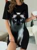 Fashion 3D Print Summer Dress Loose Casual Short Sleeve O-Neck Mini Dress