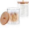 Cotton Swab Organizer Storage Bamboo Cover Acrylic Round Organizer Makeup Storage Box Container Acrylic Storage Box