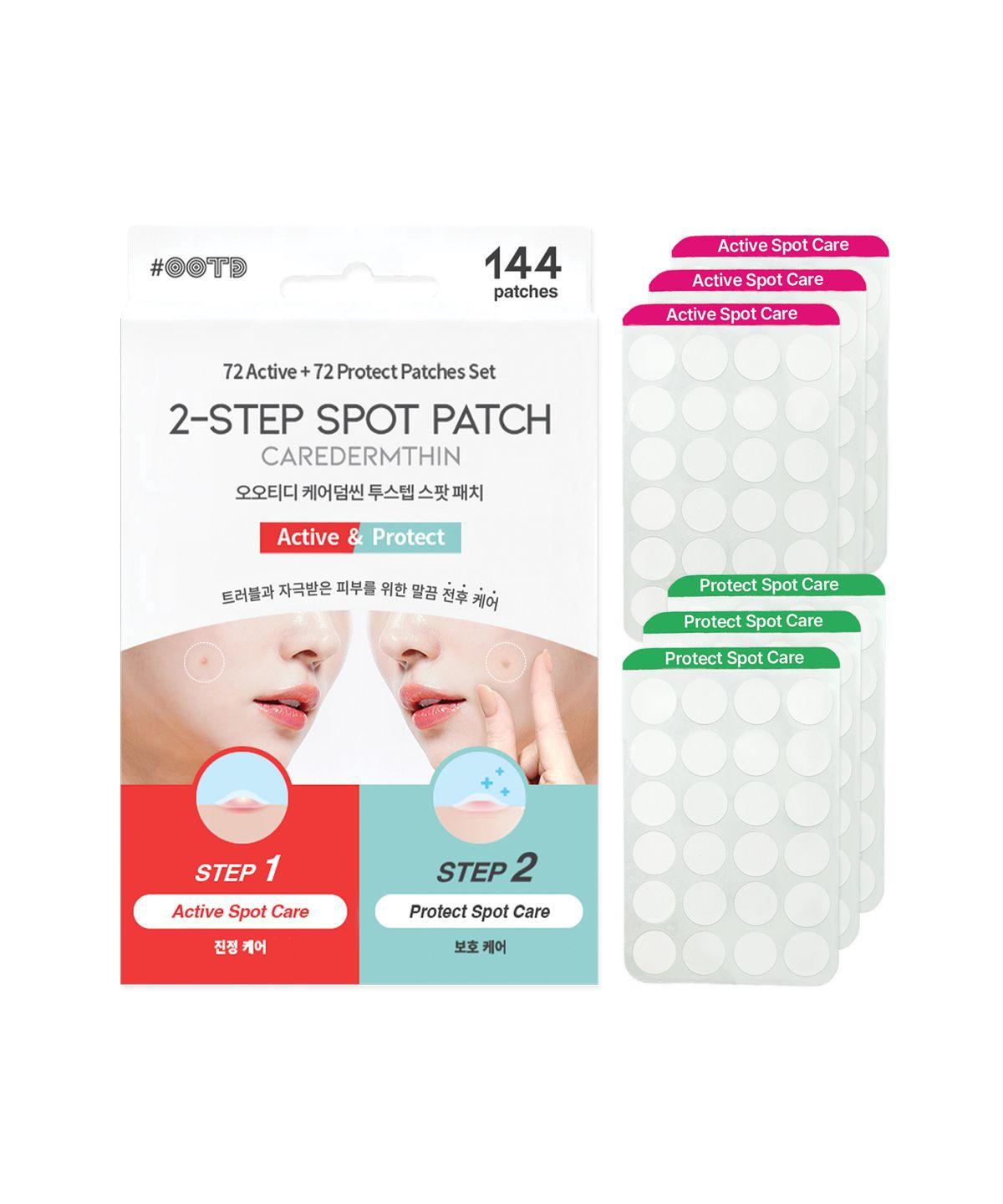 Carederm Thin 2-STEP Hypoallergenic Dual Spot Trouble Acne Patch Before/After Squeezing (144 Patches)