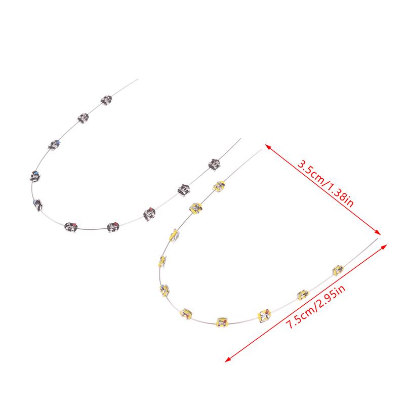 2 Stück Mode Split-Typ Mini Bunte Brackets Fake Zahnspangen Ohne Haken Temporäre Zahndekoration Metallbracket Zahnwerkzeug