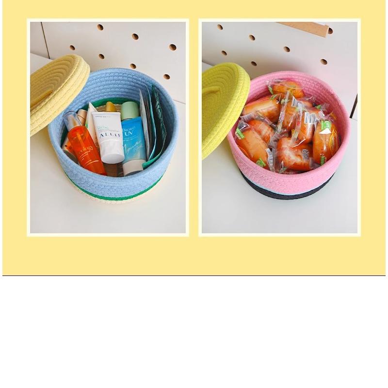 Colourful Handwoven Basket Cosmetic Storage Bag  Sundries Toy Sundries Organizer Desk Decor