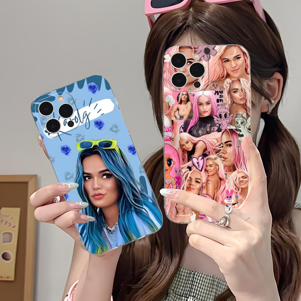 Karol G Latino Mobile Cell Phone Case for iPhone 17 16 15 14 13 12 11 X XR XS Air Pro Max Plus Mini Clear Colorful Cover Pretty