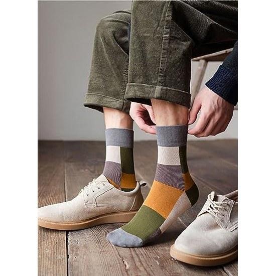 QPANDA Socks Mens Antibacterial Deodorant Cotton Thin Sports Moisture-Wicking 5-Pair Set 24-28cm Colorful Outdoor Casual